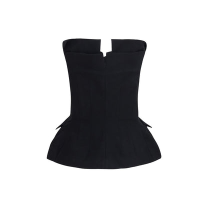 Vest by Magda Butrym for women in silk & cotton black features a chic silhouette, expertly detailed with a refined and premium pockets & insulated for a truly chic look.