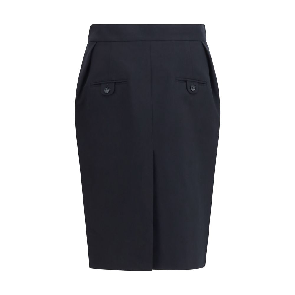 Skirt by Magda Butrym for women in cotton black features an relaxed-yet-refined silhouette that elegantly showcases the Women's Pleated Straight Cotton Midi Skirt design and sophisticated midi.