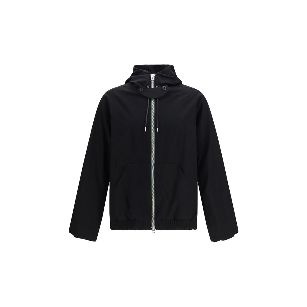 Sweatshirt Hoodie by Sacai for men in merino wool flannel black features a edgy silhouette, detailed with a edgy hooded neckline and long-sleeve for a refined finish.
