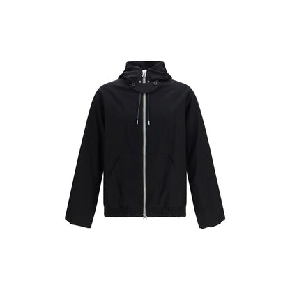 Sweatshirt Hoodie by Sacai for men in merino wool flannel black features a edgy silhouette, detailed with a edgy hooded neckline and long-sleeve for a refined finish.
