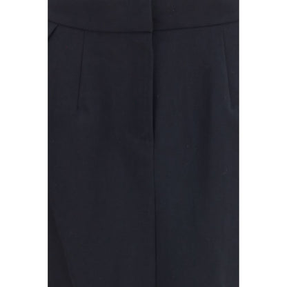 Skirt by Magda Butrym for women in cotton black showcases a dramatic silhouette, artfully capturing the essence of the Women's Pleated Straight Cotton Midi Skirt in a dramatic midi cut for a refined look.