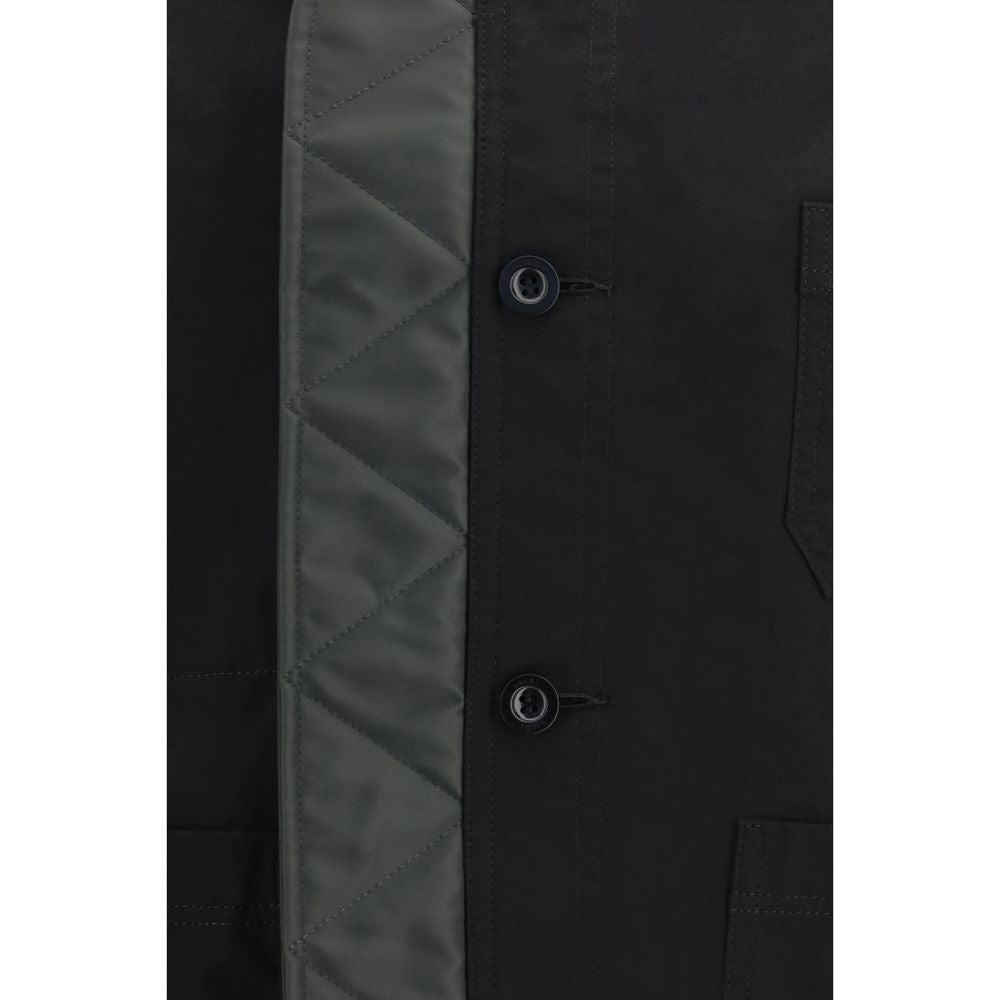 Bomber Jacket by Sacai for men in nylon twill black features an on trend silhouette, showcasing refined pockets and a sophisticated for a truly on trend finish.