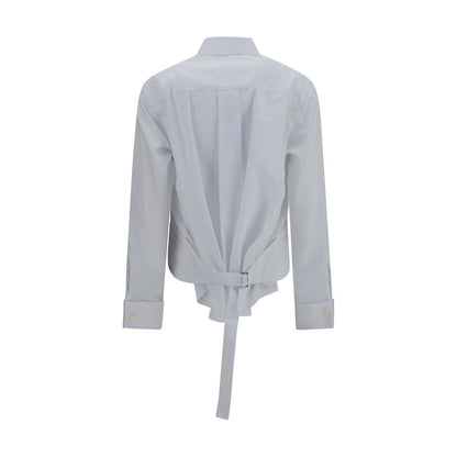 Dress Shirt by Sacai for women in cotton polyester white, patterned & striped showcases a sleek silhouette, elegantly detailed with a sleek and for a sleek finish.