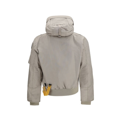 Hooded Bomber Jacket by Parajumpers for men in nylon & polyurethane gray & yellow showcases a bohemian silhouette, artfully detailed with a bohemian hooded neckline and signature pockets & hooded for a truly bohemian finish.