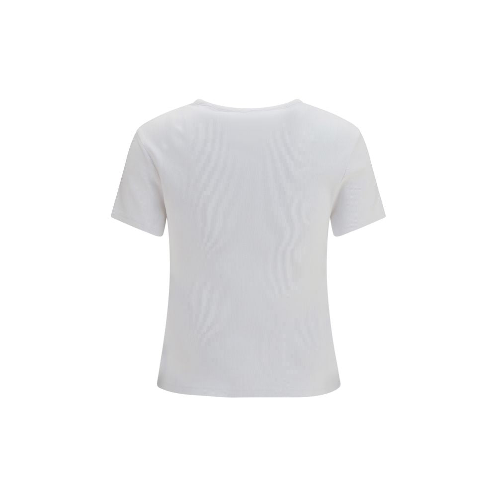 T-Shirt by Off-White for women in stretch cotton black, natural & white showcases a fashionable silhouette, elegantly detailed with a fashionable and crew neckline for a sophisticated, high-fashion look.