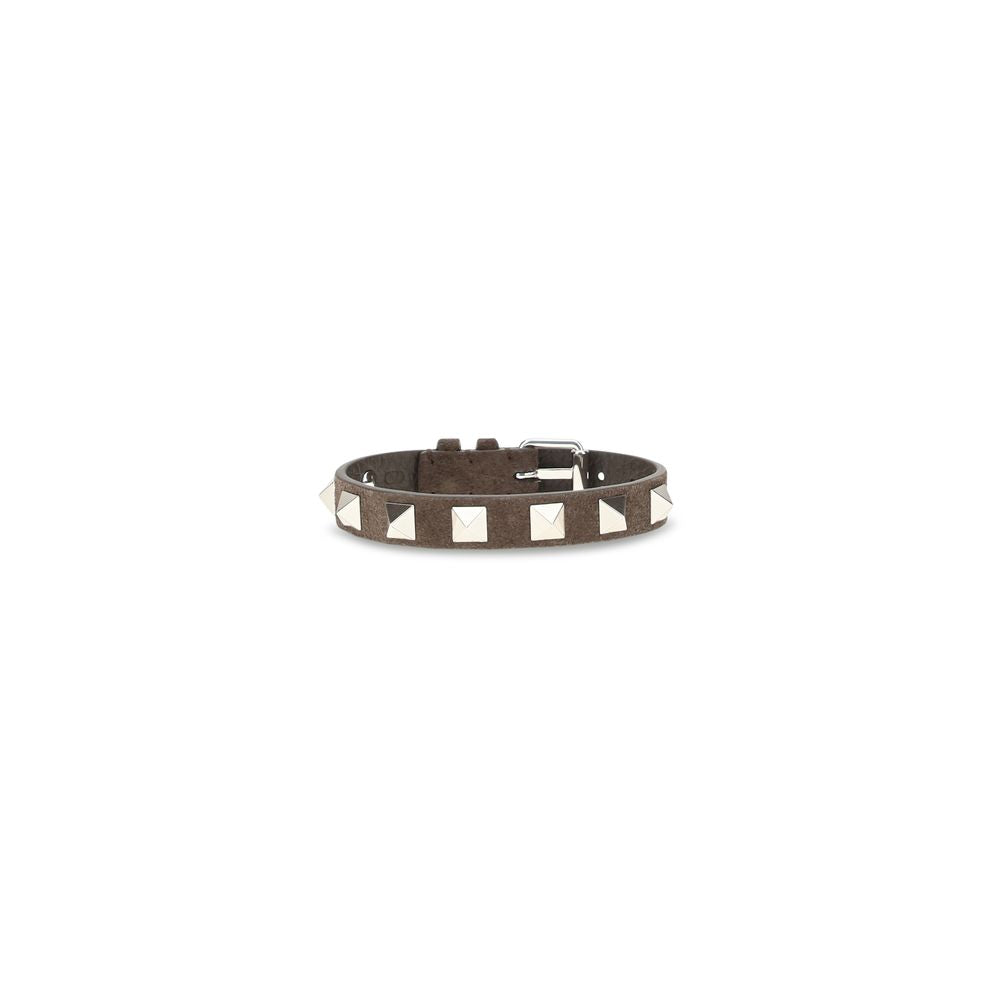 Bracelet by Valentino Garavani for men in polyester & polyurethane brown & signature features a architectural silhouette, elegantly showcasing a architectural that defines the Rockstud Men's Bos Taurus Calfskin Leather Bracelet aesthetic.