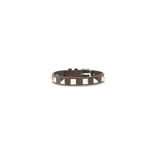 Bracelet by Valentino Garavani for men in polyester & polyurethane brown & signature features a architectural silhouette, elegantly showcasing a architectural that defines the Rockstud Men's Bos Taurus Calfskin Leather Bracelet aesthetic.