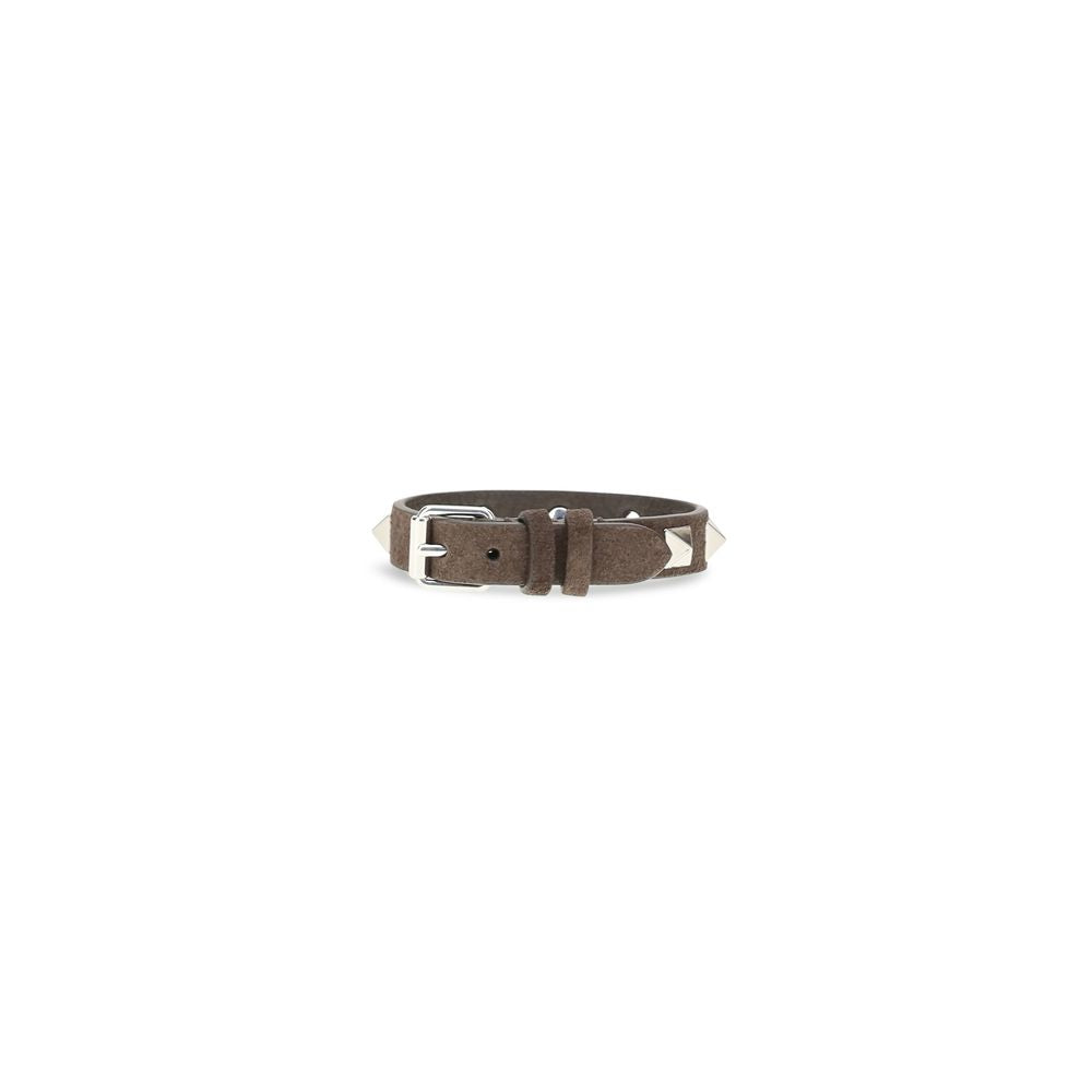Bracelet by Valentino Garavani for men in polyester & polyurethane brown & signature showcases a cosmopolitan silhouette, artfully capturing the essence of the cosmopolitan Rockstud Men's Bos Taurus Calfskin Leather Bracelet with a cosmopolitan .