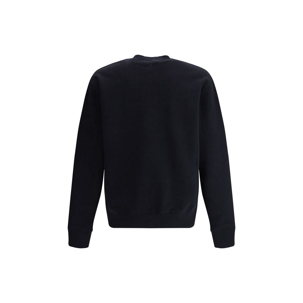 Sweatshirt by Ami Paris for men in cotton black showcases a slouchy chic silhouette, artfully detailed with a slouchy chic crew neckline and for a slouchy chic finish.