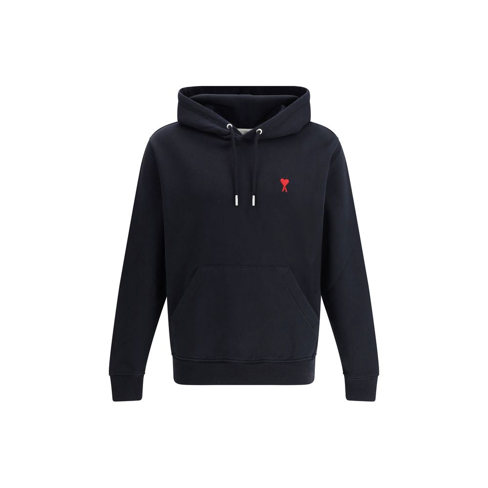 Sweatshirt Hoodie by Ami Paris for men in cotton black features a edgy silhouette, detailed with a edgy hooded neckline and for a refined finish.