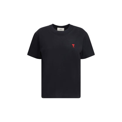 T-Shirt by Ami Paris for women in cotton black showcases a dramatic silhouette, elegantly detailed with a dramatic crew neckline and for a truly dramatic finish.