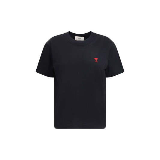 T-Shirt by Ami Paris for women in cotton black showcases a dramatic silhouette, elegantly detailed with a dramatic crew neckline and for a truly dramatic finish.