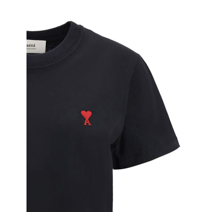 T-Shirt by Ami Paris for women in cotton black showcases a unassuming silhouette, artfully detailed with a refined and unassuming for a sophisticated, contemporary look.