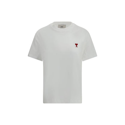 T-Shirt by Ami Paris for women in cotton white showcases a dramatic silhouette, elegantly detailed with a dramatic crew neckline and for a truly dramatic finish.