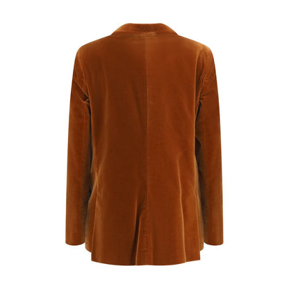Blazer by Blazé Milano for women in velvet cotton brown, jacquard & signature presents a distinguished silhouette, detailed with a distinguished and distinctive for a truly sophisticated finish.