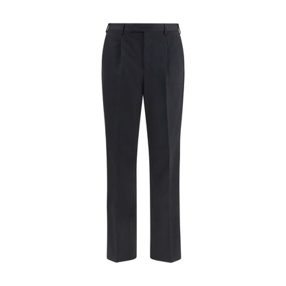 Casual Pants by PT Torino for men in wool black features a polished silhouette with a polished straight-leg, relaxed-fit & regular-fit, reaching a polished long and finished with a polished .