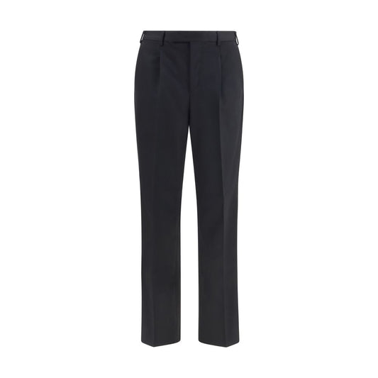 Casual Pants by PT Torino for men in wool black features a polished silhouette with a polished straight-leg, relaxed-fit & regular-fit, reaching a polished long and finished with a polished .