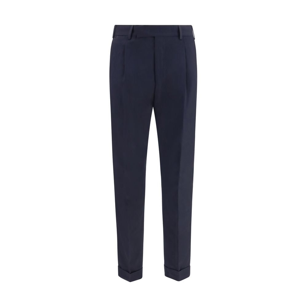 Casual Pants by PT Torino for men in cotton & wool blue presents a refined pantology silhouette, artfully defined by a refined pantology straight, regular-fit & cigarette, long, and a sophisticated .