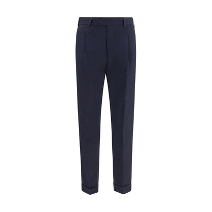 Casual Pants by PT Torino for men in cotton & wool blue presents a refined pantology silhouette, artfully defined by a refined pantology straight, regular-fit & cigarette, long, and a sophisticated .