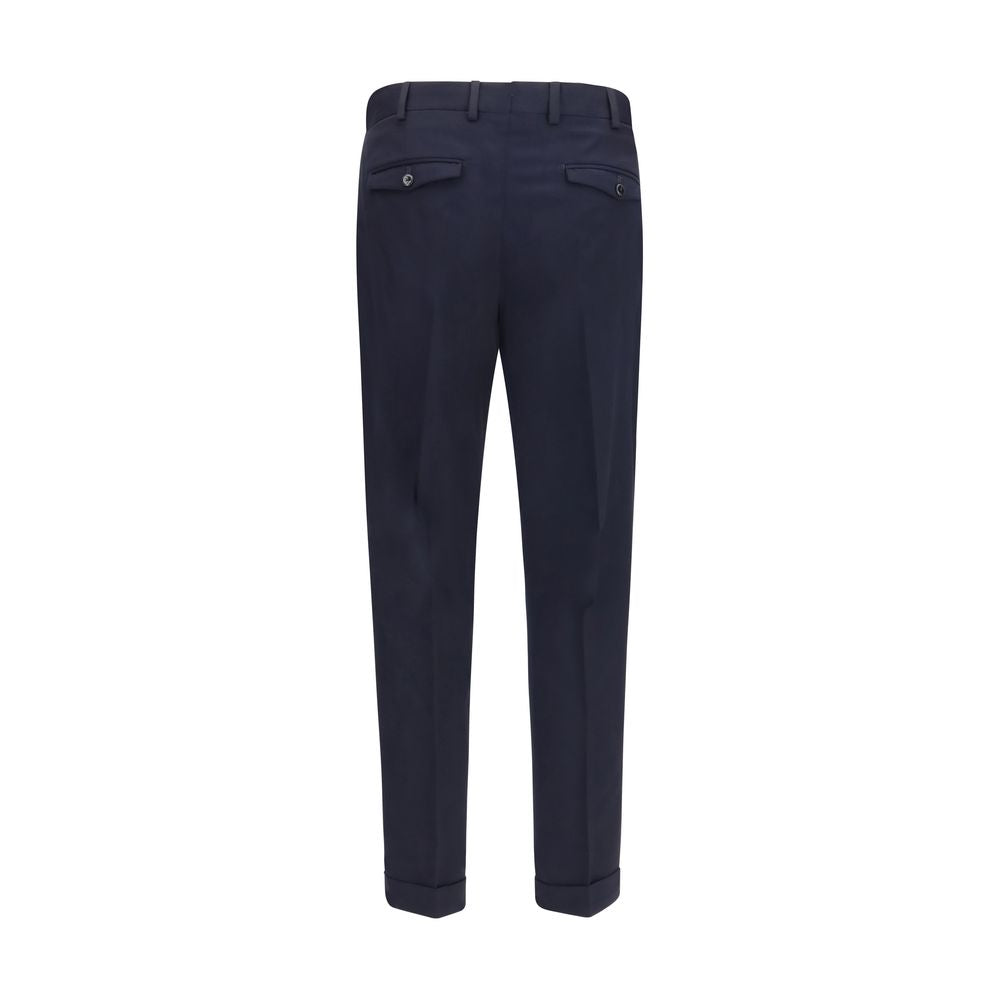 Casual Pants by PT Torino for men in cotton & wool blue features an refined tailoring silhouette, showcasing a premium straight, regular-fit & cigarette with a and long cut for a refined tailoring look.