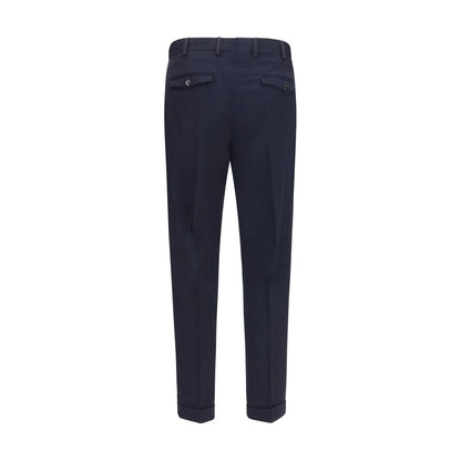 Casual Pants by PT Torino for men in cotton & wool blue features an refined tailoring silhouette, showcasing a premium straight, regular-fit & cigarette with a and long cut for a refined tailoring look.