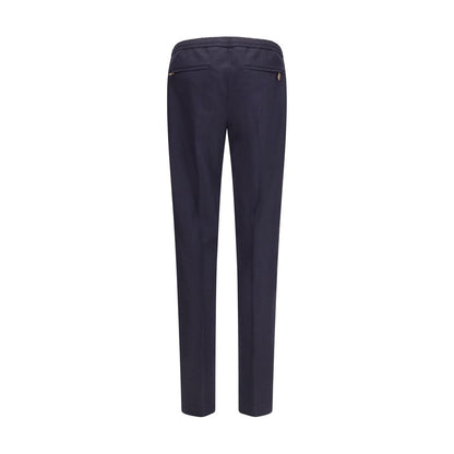 Casual Pants by PT Torino for men in wool & capra leather blue features an refined tailoring silhouette, showcasing a premium straight-leg & regular-fit with a and long cut for a refined tailoring look.