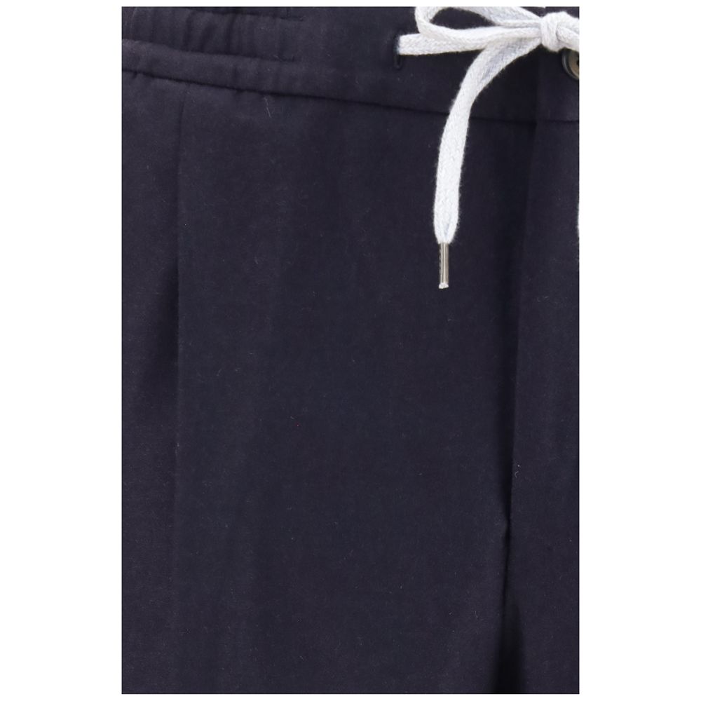 Casual Pants by PT Torino for men in wool & capra leather blue features a refined silhouette with a refined straight-leg & regular-fit, defined by a and a refined long for a refined finish.