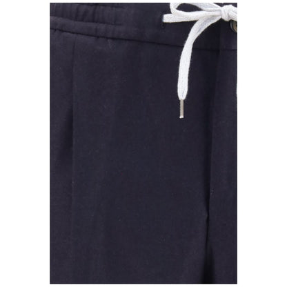 Casual Pants by PT Torino for men in wool & capra leather blue features a refined silhouette with a refined straight-leg & regular-fit, defined by a and a refined long for a refined finish.
