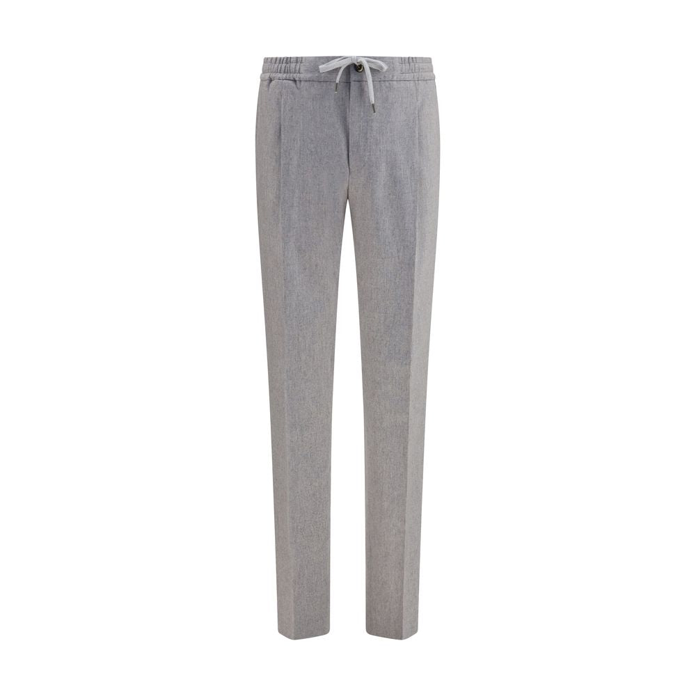 Casual Pants by PT Torino for men in wool & capra leather gray features an sophisticated and straight-leg & regular-fit with a precise long, creating a sophisticated and sophisticated silhouette.