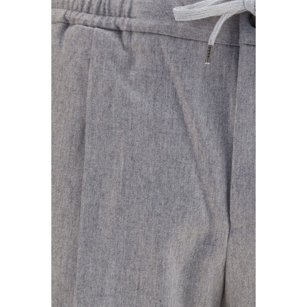 Casual Pants by PT Torino for men in wool & capra leather gray features an sartorial straight-leg & regular-fit and long with a cut for a sartorial finish.