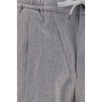 Casual Pants by PT Torino for men in wool & capra leather gray features an sartorial straight-leg & regular-fit and long with a cut for a sartorial finish.
