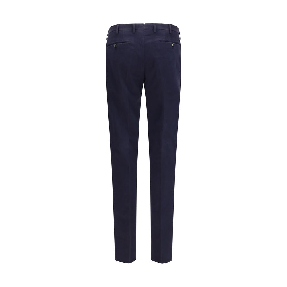 Casual Pants by PT Torino for men in stretch cotton blue features a polished silhouette with a polished regular-fit, reaching a polished long and finished with a polished .