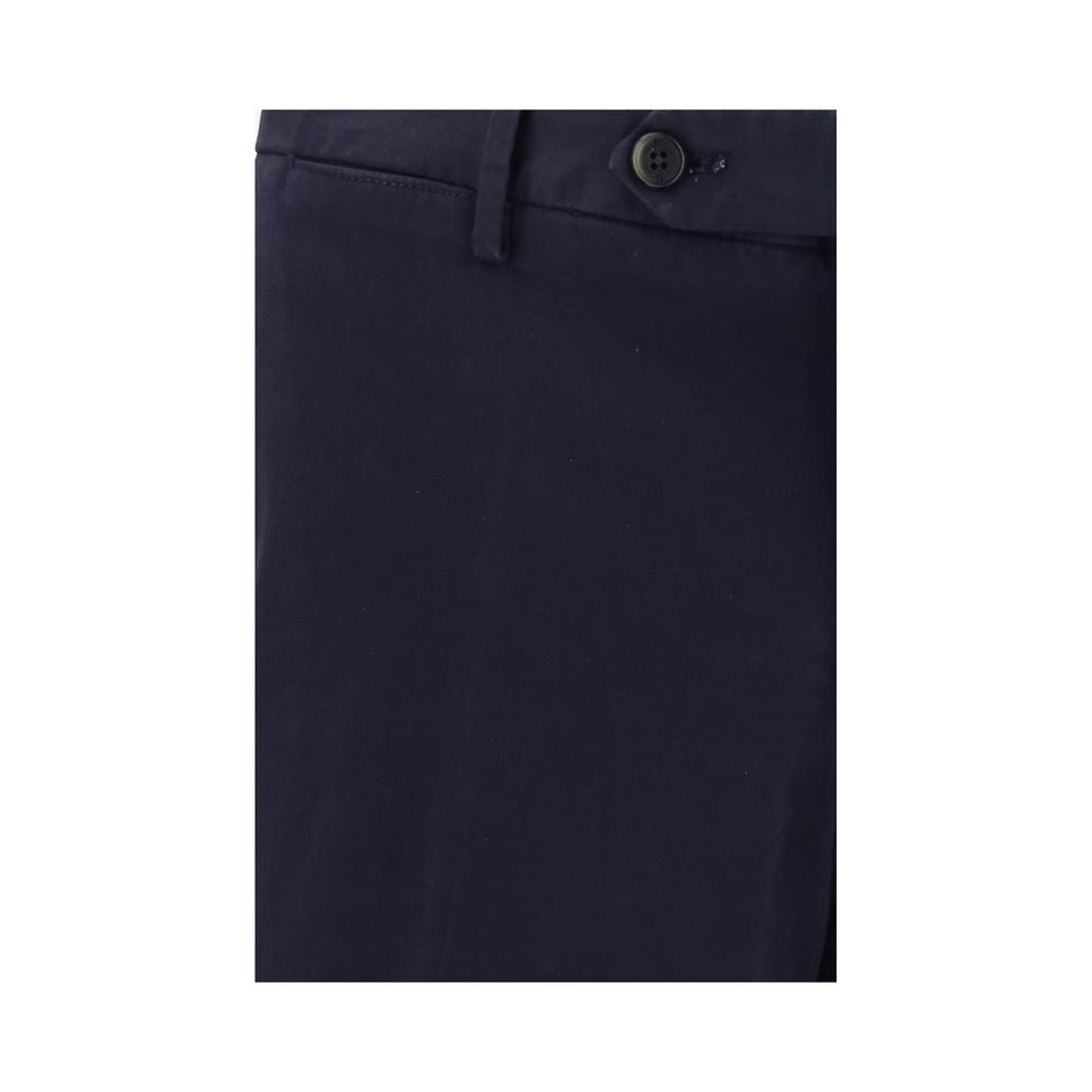Casual Pants by PT Torino for men in stretch cotton blue features an refined tailoring silhouette, showcasing a premium regular-fit with a and long cut for a refined tailoring look.