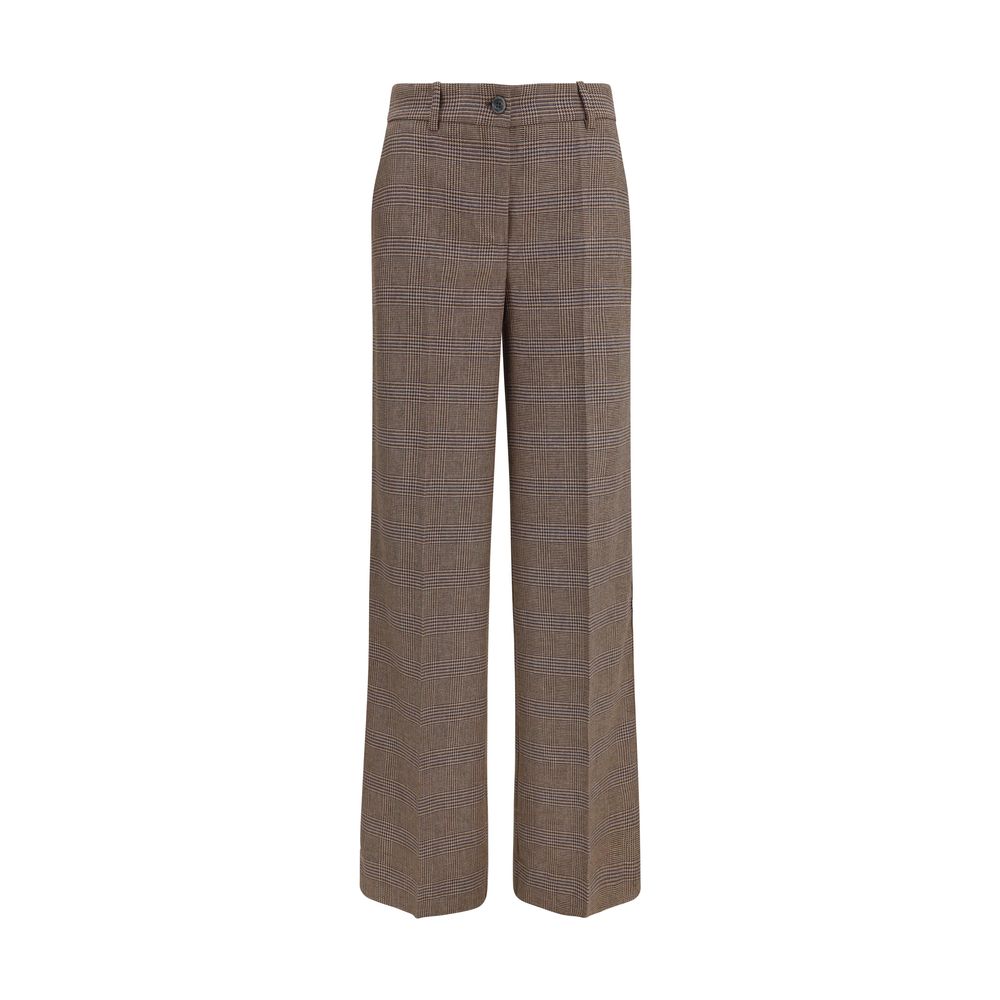 Palazzo Pants by P.A.R.O.S.H. for women in wool brown presents a refined pantology silhouette, artfully defined by a refined pantology regular-fit & wide, long, and a sophisticated mid rise.