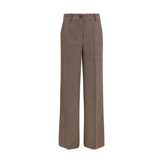 Palazzo Pants by P.A.R.O.S.H. for women in wool brown presents a refined pantology silhouette, artfully defined by a refined pantology regular-fit & wide, long, and a sophisticated mid rise.