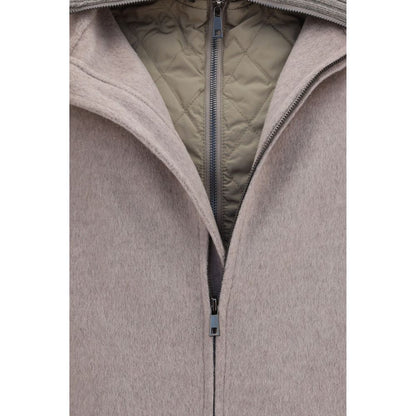 Overcoat by P.A.R.O.S.H. for women in merino wool & polyester beige features an voluminous silhouette, showcasing distinct pockets and a voluminous for a truly voluminous aesthetic.