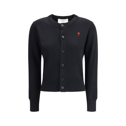 Ami Paris Women's Regular Fit Merino Wool Cardigan - Black