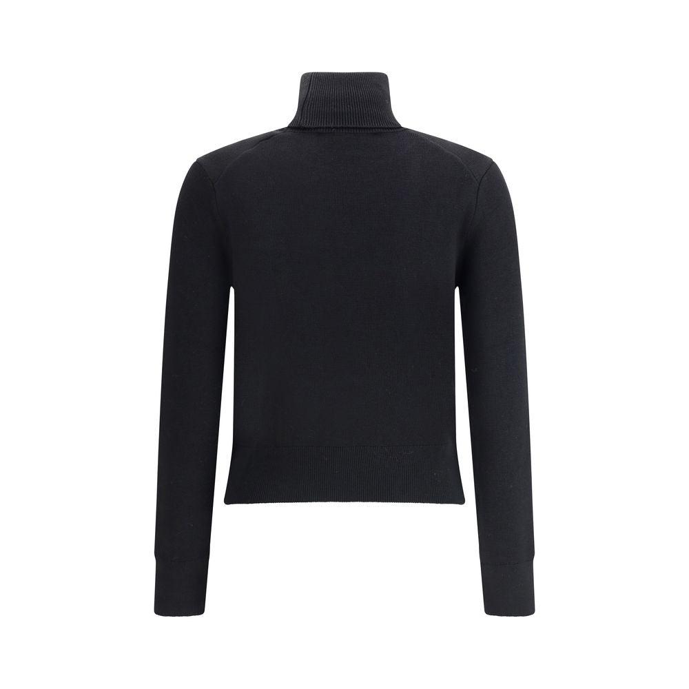 Sweater by Ami Paris for women in merino wool black features an polished silhouette, showcasing refined and a sophisticated turtle neckline for a truly polished finish.