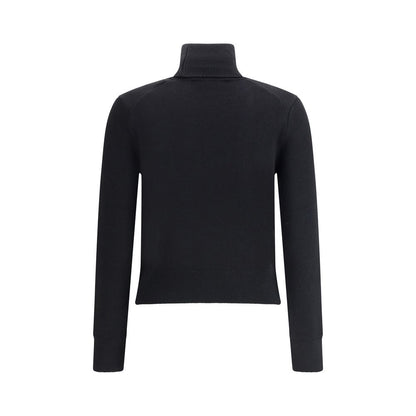 Sweater by Ami Paris for women in merino wool black features an polished silhouette, showcasing refined and a sophisticated turtle neckline for a truly polished finish.