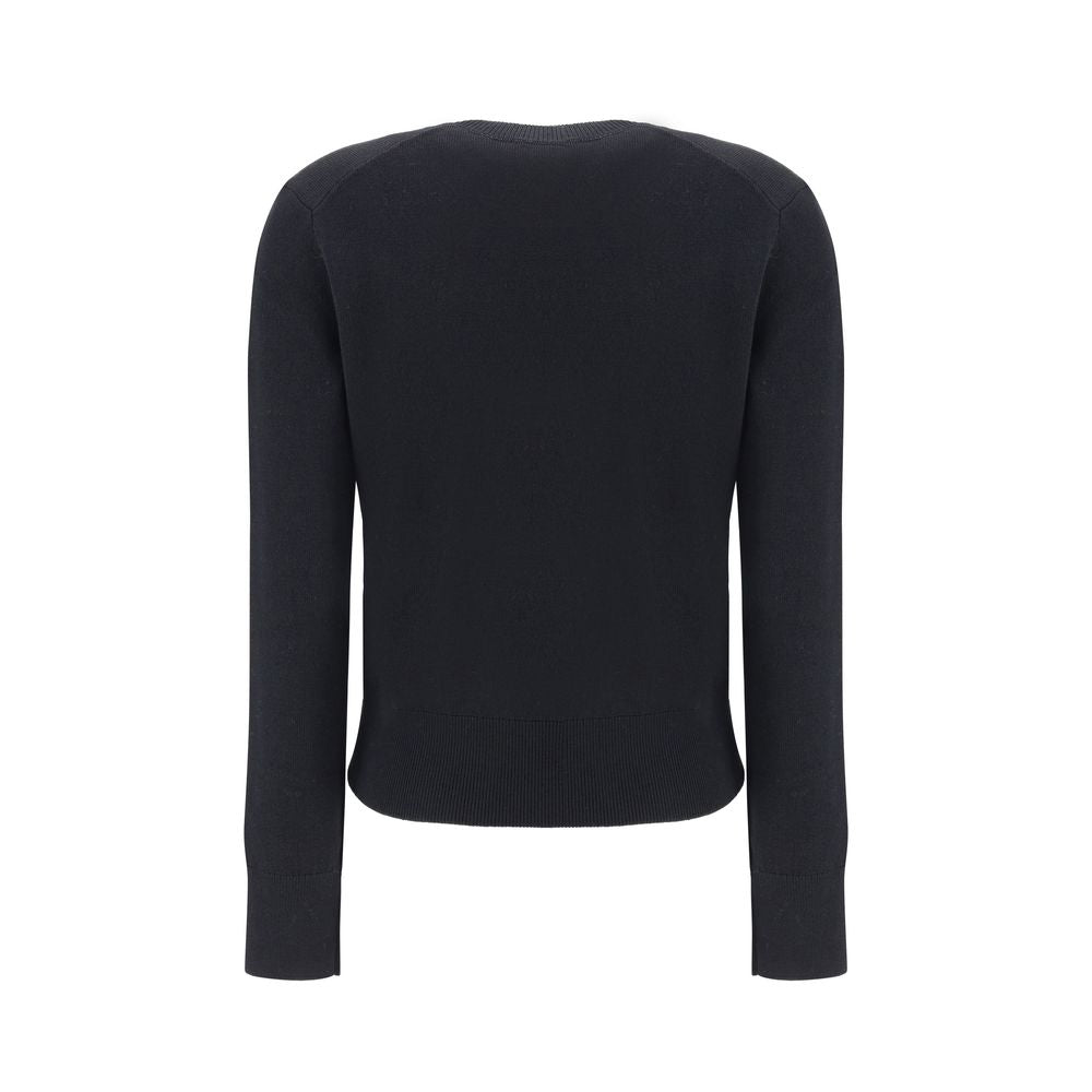 Sweatshirt by Ami Paris for women in merino wool black presents a smart casual silhouette, featuring a smart casual crew neckline and for a sophisticated look.