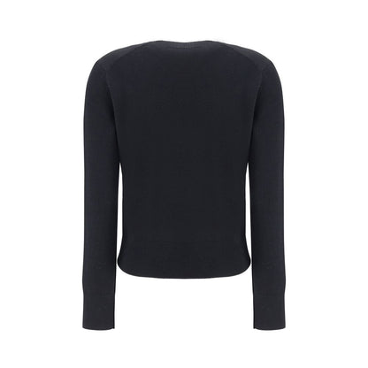 Sweatshirt by Ami Paris for women in merino wool black presents a smart casual silhouette, featuring a smart casual crew neckline and for a sophisticated look.
