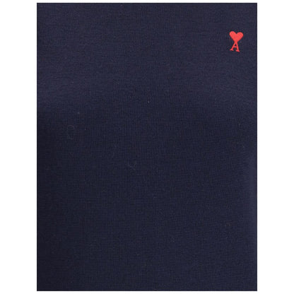 Sweater by Ami Paris for women in merino wool blue showcases a downtown chic silhouette, artfully finished with a downtown chic turtle neckline and for a sophisticated, high-end look.