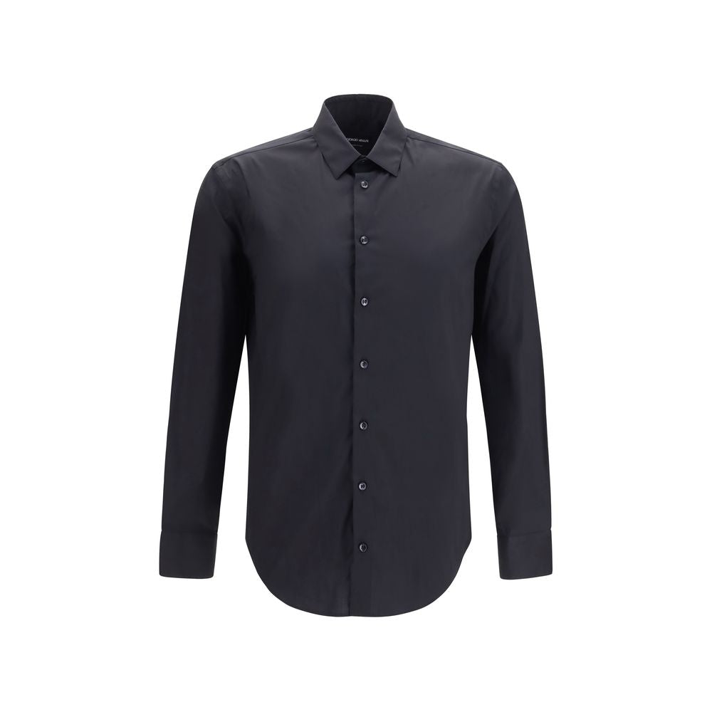 Dress Shirt by Giorgio Armani for men in polyamide & cotton black & pearl showcases a sharp silhouette, elegantly detailed with a sharp and sharp long-sleeve.
