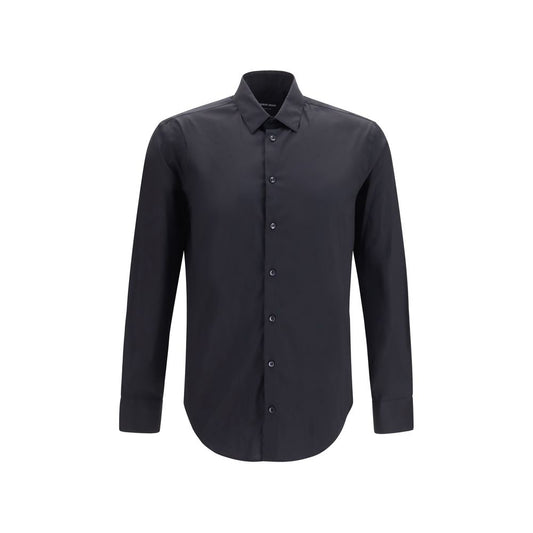 Dress Shirt by Giorgio Armani for men in polyamide & cotton black & pearl showcases a sharp silhouette, elegantly detailed with a sharp and sharp long-sleeve.