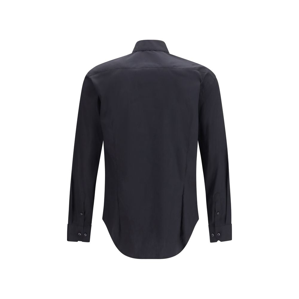 Dress Shirt by Giorgio Armani for men in polyamide & cotton black & pearl showcases a sleek silhouette, elegantly detailed with a sleek and for a sleek finish.