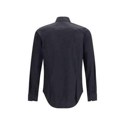 Dress Shirt by Giorgio Armani for men in polyamide & cotton black & pearl showcases a sleek silhouette, elegantly detailed with a sleek and for a sleek finish.
