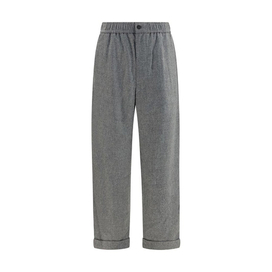 Casual Pants by Giorgio Armani for men in cashmere cotton denim & capra leather gray presents a tailored silhouette, showcasing a tailored relaxed-fit, regular-fit, wide & oversized and long cut with a refined for a truly tailored aesthetic.