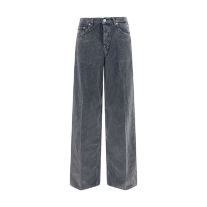 Casual Pants by Haikure for women in velvet cotton beige & gray presents a tailored silhouette, showcasing a tailored relaxed-fit, regular-fit & wide and long cut with a refined for a truly tailored aesthetic.