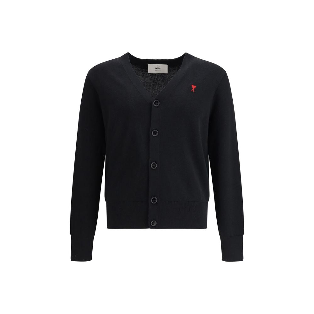 Cardigan by Ami Paris for men in wool black & jacquard features a nuanced silhouette with a refined and nuanced detailing for a sophisticated look.