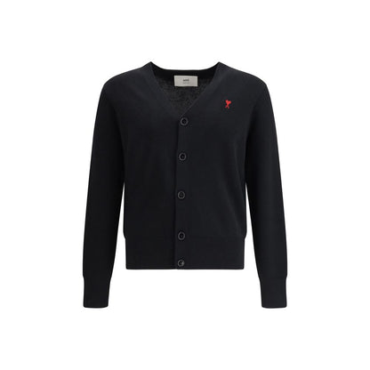 Cardigan by Ami Paris for men in wool black & jacquard features a nuanced silhouette with a refined and nuanced detailing for a sophisticated look.